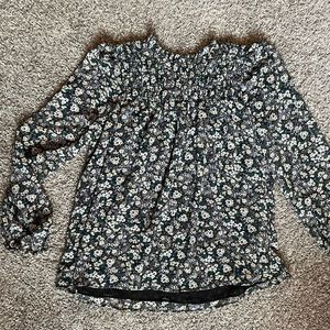 Long sleeve floral smocked top
